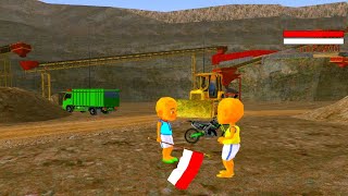 Upin Ipin Liburan ke Area Tambang bawa Truk Excavator Muat Pasir Truk Fuso 😍 DIPSY TV [upl. by Torras]