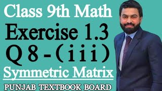 Class 9th Math Unit 1 Exercise 13 Question 8 iii9th Class MathsSymmetric MatrixPTBBEX 13 Q8 [upl. by Simmonds138]