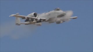 A10 Warthog in Action Fairchild Republic Thunderbolt ii Firing Gau8 30mm Cannon Live Fire Exercise [upl. by Tull718]