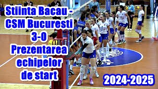 Volei feminin CS Stiinta Bacau  CSM Bucuresti 30  Prezentarea echipelor de start [upl. by Nylac289]