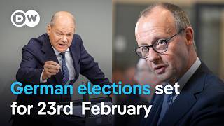 Germany sets election date on Feb 23rd 2025  DW News [upl. by Tammara]