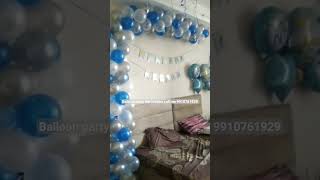 baby welcome balloon decoration blue white silver arch decoration balloon party decoration [upl. by Charo869]