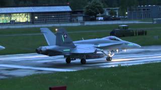 FA18 Nachbrenner in der Dämmerung Meiringen WK 2014 [upl. by Nivi37]