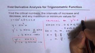 06 First Derivative Analysis For Trigonometric Function for Increasing Interval Optimum Values [upl. by Zonda]