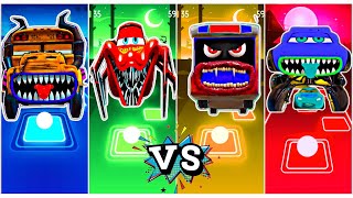 MISS FRITTER CARS 🆚 LIGHTNING MCQUEEN 🆚 BUS EATER 🆚 MCQUEEN BLUE EATER 🆚 Tiles Hop EDM Rush [upl. by Acinomal852]