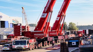 KranTandemhub im Papenburger Hafen  Dutch cranes working in the Papenburg harbor [upl. by Oemor506]