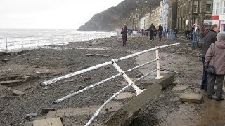 Raging Sea Destroys Promenade  Aberystwyth West Wales [upl. by Sucramad584]