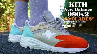 KITH x New Balance 990v2 quotCycladesquot M990KC2 Review w Lace Swaps amp Accessories [upl. by Esinrahs104]