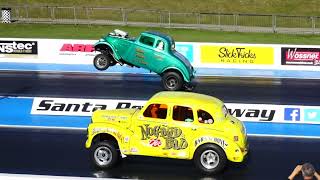 Another Fine Wheelie from Martyn Hallams 33 Willys in Gasser Circus  Santa Pod  Hot Rod Drags [upl. by Harrow850]