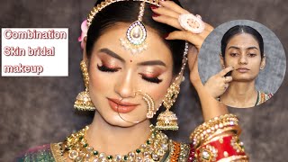 Combination skin bridal makeup tutorial step by step✅ Using affordable products [upl. by Doersten]