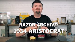 Razor Archive Series Gillette 1934 Aristocrat Twist To Open Double Edge Safety Razor Set [upl. by Millford]