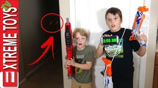 3AM Challenge Gone Wrong Nerf Blaster Sabotage Ethan and Cole Vs Ghost [upl. by Aeila]