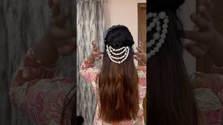 Half hairstyle with pearls ✨💕hair hairstyle shorts viralvideo ytshorts trending [upl. by Brad497]