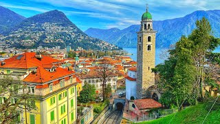 Lugano Switzerland 4K  The most beautiful Swiss cities  Charming city [upl. by Odlanyar]