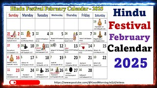 Hindu Festivals February Calendar 2025 2025Februarycalendar calendar2025 [upl. by Aciamaj]