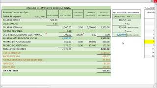 CÁLCULO DE ISR Y PRESTACIONES SALARIO SEMANAL [upl. by Rona]