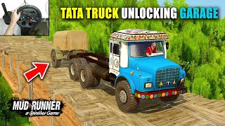 TATA 2515 amp TATA 1210 Indian Truck Unlocking Garage 😱 Spintires Mudrunner  Aftermath Map 2 [upl. by Ede]