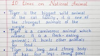 Write 10 lines on National Animal  Tiger  10 Lines essay  English [upl. by Charley]