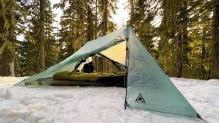 Tent Camping In Snow With Ultralight Shelter [upl. by Yenot]