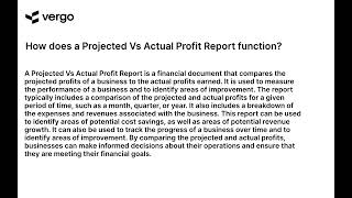 Projected Vs Actual Profit A Report Overview [upl. by Nylak]