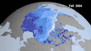 Evolution de lépaiseur des glaces au pôle nord [upl. by Anide]