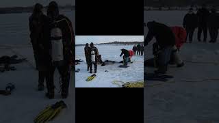 Winter fun in Canada under ice diving lake Simcoe icedive icediving lakesimcoe [upl. by Vedetta237]