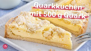 Schneller Quarkkuchen mit 500 g Quark  REZEPT  eatde [upl. by Yenitsed]