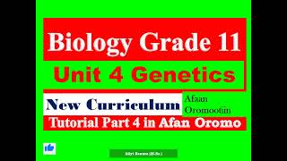 New Curriculum Biology Grade 11 Unit 4 Genetics Tutorial part 4 in Afan Oromo [upl. by Kcajyllib]