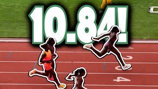 Rhasidat Adeleke DEFEATS Dina AsherSmith amp Julien Alfred In 100m 1084 [upl. by Neelcaj412]