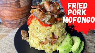 Mofongo con Carne Frita y Chicharron  Mofongo with Fried Pork  Cooking with Abigail [upl. by Keldah352]