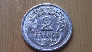 Old 2 Francs coin 1946  Liberte Egalite Fraternite [upl. by Gregoor]