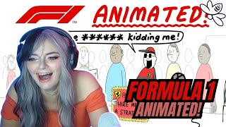 Reacting to Formula 1 Animated  part 2  Girl React [upl. by Gerianne]