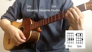 Acordes Besame Mucho Cuatro Venezolano y ukelele Ukulele afinación La Re Fa Si [upl. by Ia918]