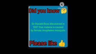 Sir ronaldo discovered malaria is caused by female Anphole [upl. by Aneleh785]