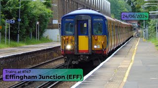 Trains at 147 Effingham Junction EFF  Monday 24th June 2024 [upl. by Dulcle]