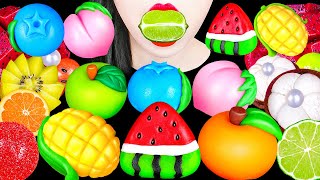 ASMR DIY FRUITS CAKE SOUR LEMON LIME 직접 만든 화과자 레몬 라임 수박화채 다양 과일 코하쿠토 무지개 EATING SOUNDS MUKBANG 먹방 [upl. by Releehw706]