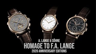 A Lange amp Söhne presents “Homage to F A Lange” 2020 anniversary editions in Honeygold [upl. by Monroe]