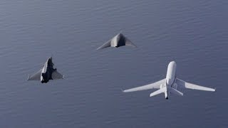 Neuron UCAV flying in formation with Rafale Falcon 7X [upl. by Leonanie]