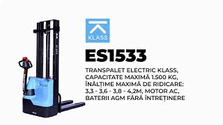 ES1533 Transpalet electric cu catarg ridicare maxima 33 m capacitate maxima 1 500 kg [upl. by Schonfield]