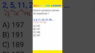 RACIOCÍNIO LÓGICO  Você consegue descobrir a lógica dessa sequência🤔 [upl. by Schach]