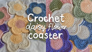 Cute and Easy Daisy Flower Coaster  Hayhay Crochet [upl. by Assili]