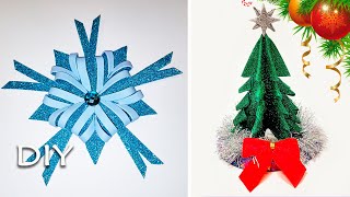 Christmas tree making from glitter paper 🎅 EVA glitter foam sheets 🎄 Snöflingor av papper  сніжинка [upl. by Lomasi166]