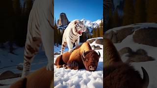 American bison vs wild animals  hippo crocodile lion bear animals americanbison lion tiger [upl. by Onairotciv]