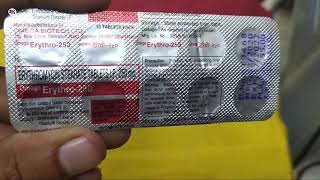 Erythro 250mg tablet Erythromycin 250mg Tablet uses side effects and benefits review in Hindi [upl. by Nicholas392]