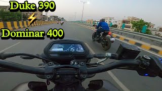 DUKE 390 vs DOMINAR 400  STREET RACE 🔥  CLOSE CALLS 😱  KTM vs BAJAJ [upl. by Stichter583]