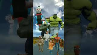 SPIDERMAN RUN VS HULK CHAINSAWMAN DINOSAURUS THOMAS EXE ON THE WAY shorts viral fypシ yt [upl. by Adigun]