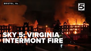 SKY 5 Drone Massive fire engulfs multiple buildings on former Virginia Intermont College campus [upl. by Norabal]