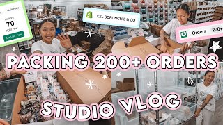 STUDIO VLOG 110  PACKAGING ORDERS  Before During After Launch 200 XXL Scrunchie Orders ✨ [upl. by Yla489]