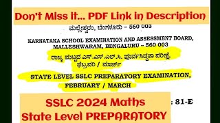 10th SSLC 2024 MATHS STATE LEVEL PREPARATORY EXAM 202324 KSEAB SOLVED KARNATAKA SSLC sslc2024 [upl. by Nylasej882]