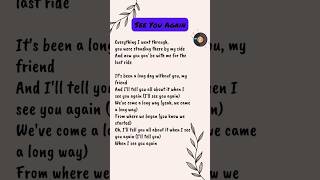 Wiz Khalifa  See You Again Song Lyrics  WhatsApp status  Charlie lyrics friendsforever music [upl. by Garneau]